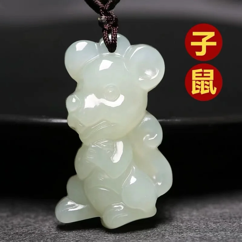 

Natural White Animal Jade Pendant Hand Carved Jadeite Charm Necklace for Woman Pendants Fashion Women Jewelry with Chain