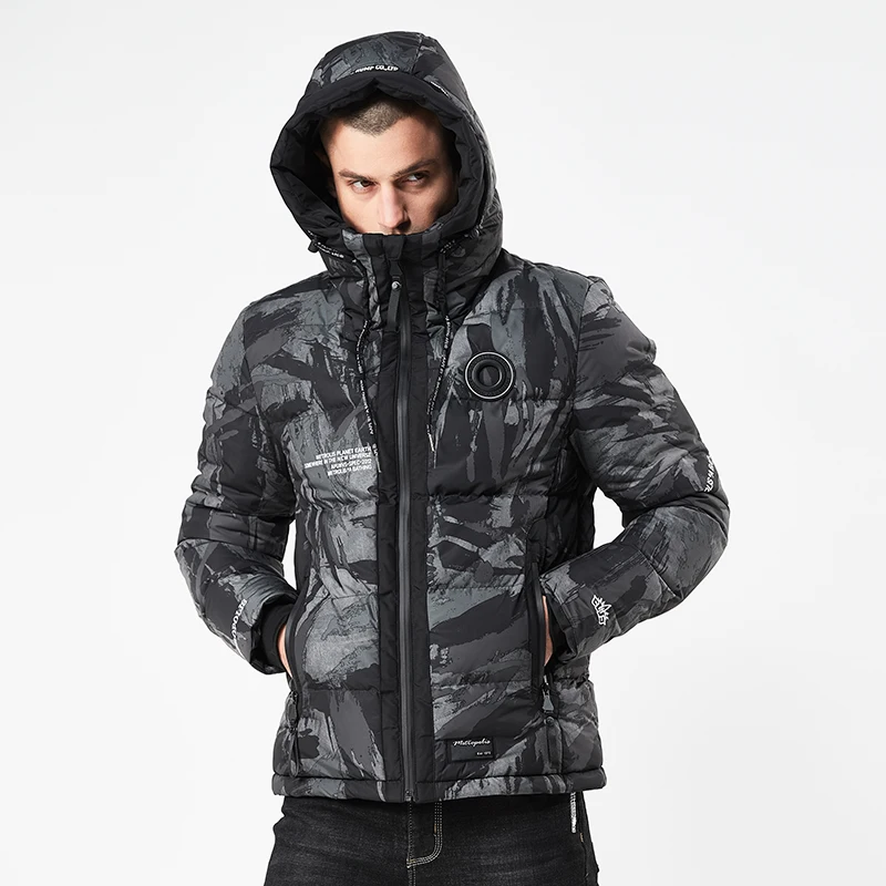 NIGRITY мужской пуховик Повседневная модная зимняя куртка для мужчин ветровка с