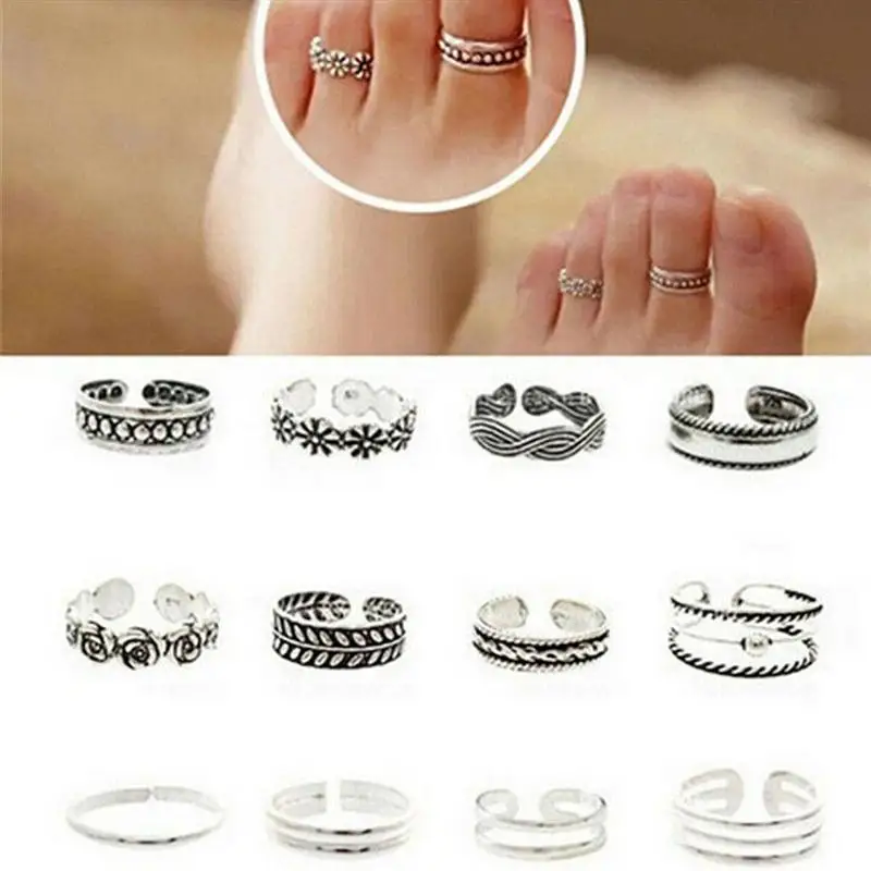 12 шт. регулируемое кольцо на палец унисекс кольца ноги модные сплав покрытие