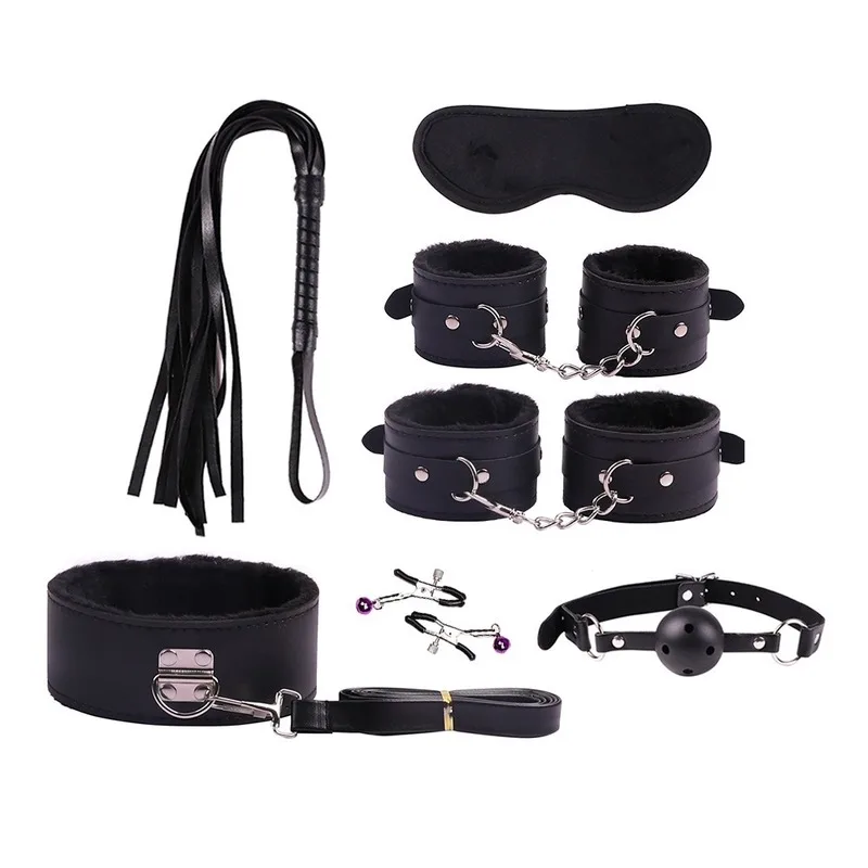 

Foreign Trade Popular 7-piece Plush Leather Fun Suit Binding Bound Couple's Flirtatious Articles Alternative Toys