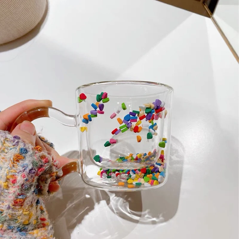 Чашка для воды с милым сыпучим песком Термостойкие чашки пива и кофе двойными
