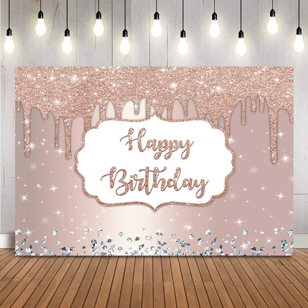 

Фон для дня рождения, розовые, розовые, золотые, блестящие, со стразами