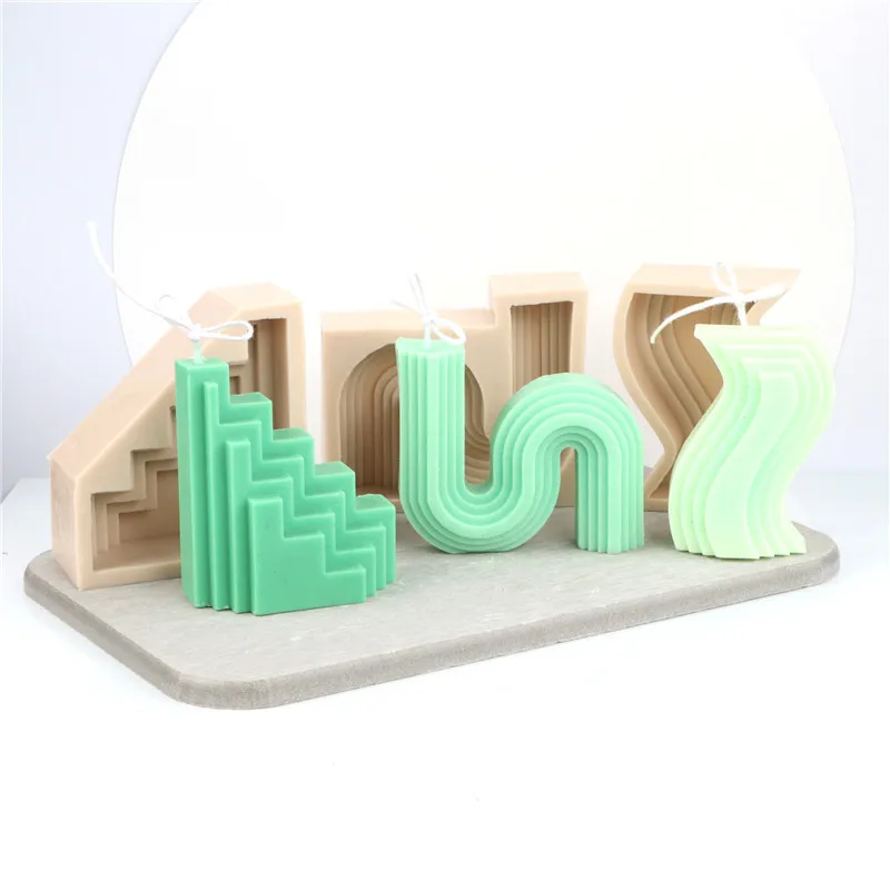 

Geometric Silicone Candle mold Home deco Geometric line architectural style candle DIY Aromatherapy Clay silicone mold