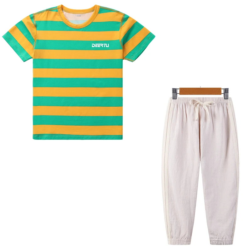 

Model Summer Suit Children Clothes Boys Tshirt Casual Pants Girl Tops Ninth Pants 6-11 Years Teenager Clothes