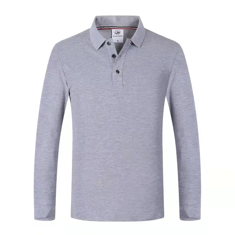 

New Men's Long Sleeve Polo Shirt Men's business casual solid color polo shirt Fashion embroidered cotton youth polo shirt men