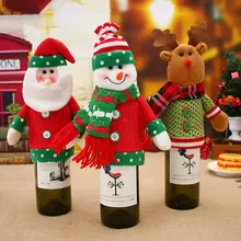 Christmas Decorations for Home Santa Claus Snowman Wine Bottle Dust Cover New Year Dinner Table Decor Noel Xmas Gift
