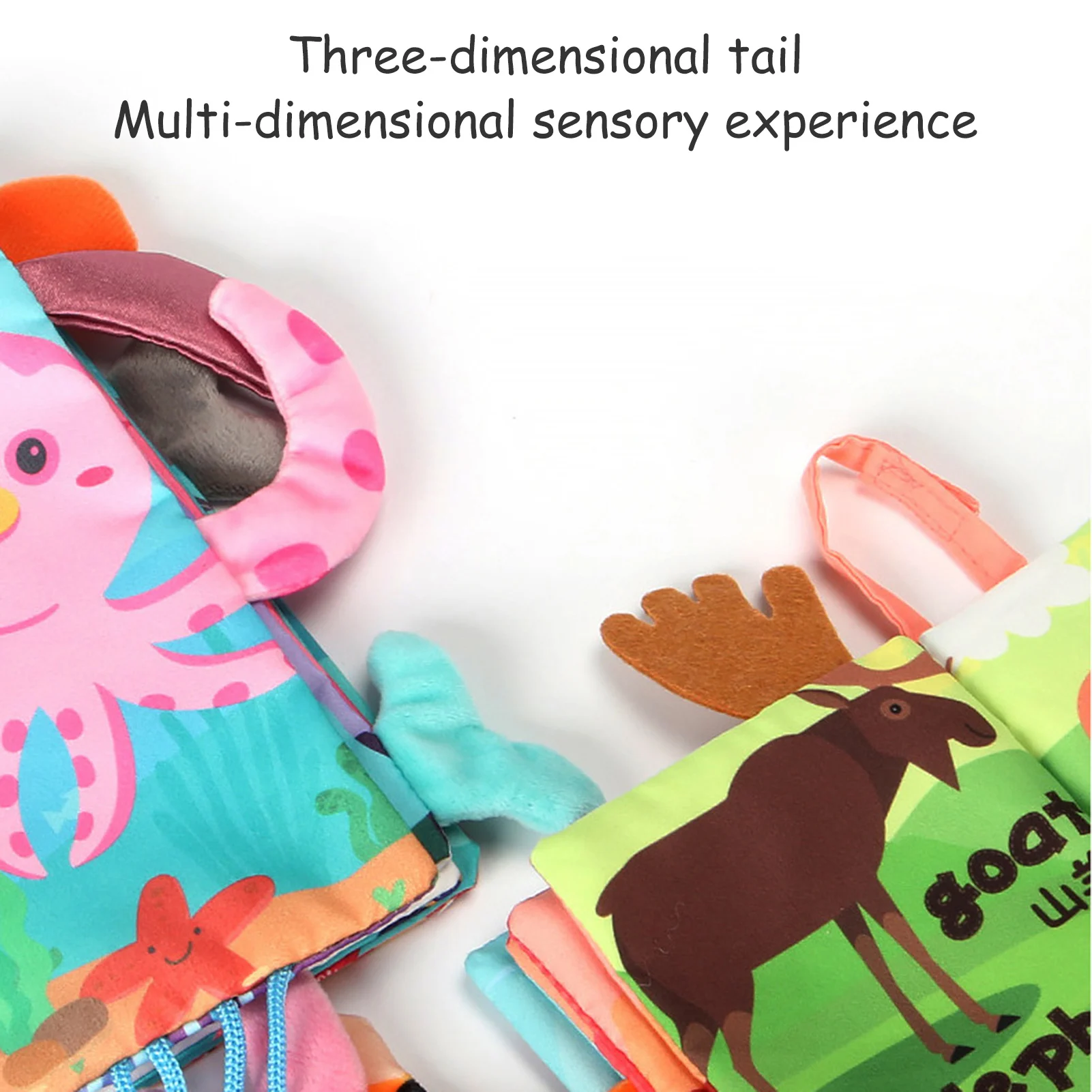 

0-36M Baby Early Learning Toy Tail Animal Cloth Book Parent-child Interactive Educational Bright Paper Puzzle Cloth