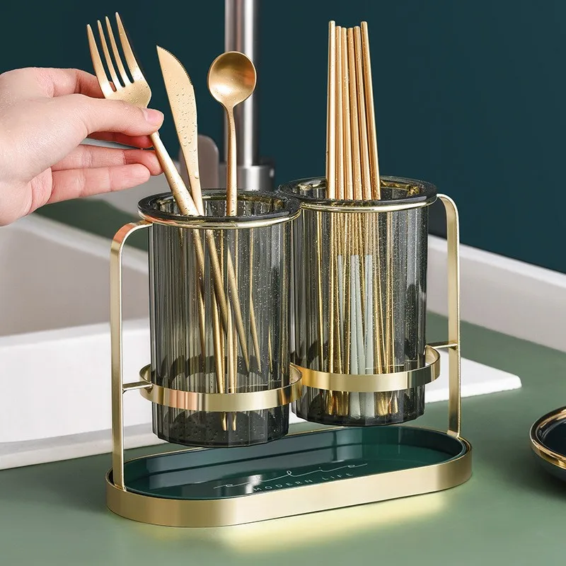 Vajilla de cocina de lujo ligera, estante para cubiertos, soporte para palillos, escurridor para el hogar, restaurante europeo-0