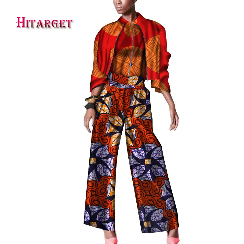 African Dashiki women 3 Pieces Set Cotton Print Wax Crop 2 Tops and Pant Sets Sewing African Women Suits africa clothes WY453