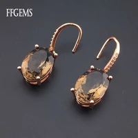 ffgems natural smoky quartz gray big stone sterling 925 silver drop earring fine jewelry for women party wedding gift wholesale