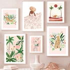 Абстрактные цветочные растения для девочек леопардовая верблюжья настенная живопись холст скандинавские постеры и принты настенные картины для декора гостиной