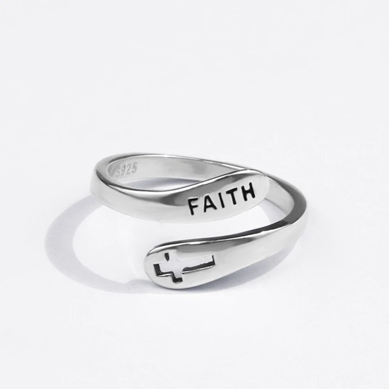 Silver Plated Faith Cross Rings For Women Men Vintage Open Finger Female Ring Engagement Rings Party Jewelry Gifts bague femme