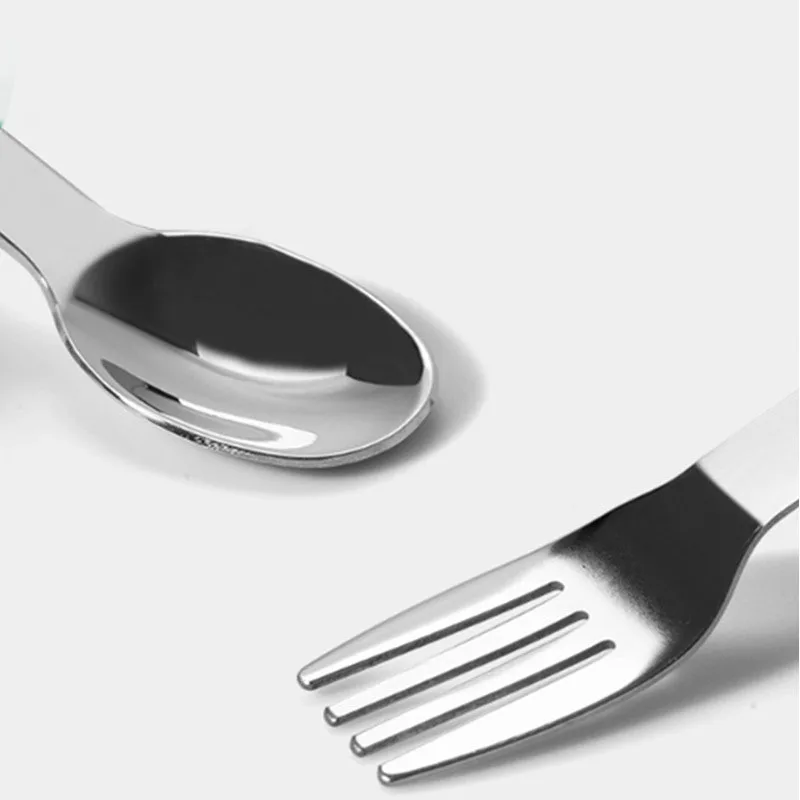 

Baby Gadgets Tableware Set Children Utensil Stainless Steel Toddler Dinnerware Cutlery Cartoon Infant Food Feeding Spoon Fork