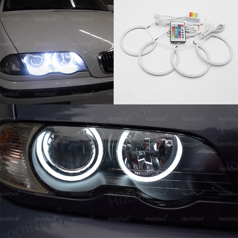 

For BMW 3 Series E46 316i 318i 320d 323i 328i 330i 325xi 330d 1998-05 Multi-Color LED Cotton Angel Eyes Halo Rings Daytime Light