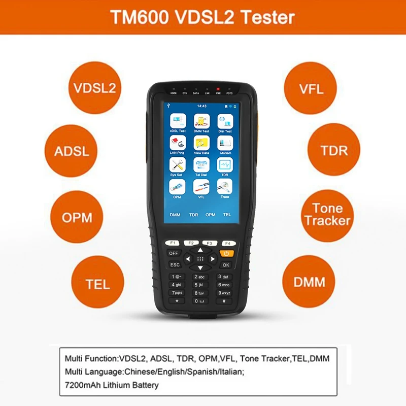Tm-600 Vdsl Vdsl2 прибор для тестирования ADSL Wan и Lan Тесты er линия xdsl оборудование со всеми