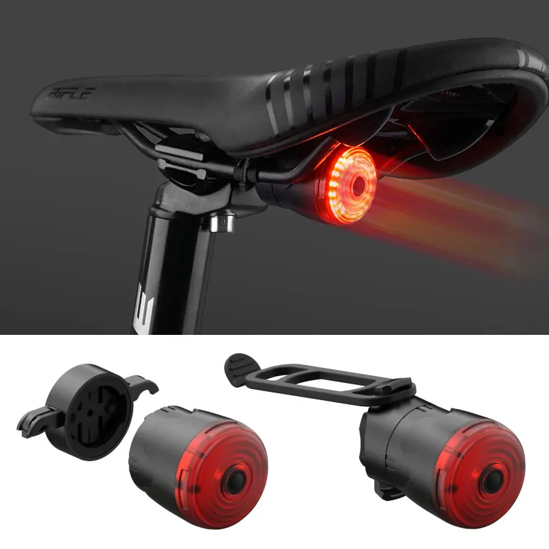 

Bicycle Braking Light Rear Visual Warning LED Tail Lamp 350mAH 15-48Hrs 6 modes W/ Mode Memory Optional Seat Post Saddle Mount