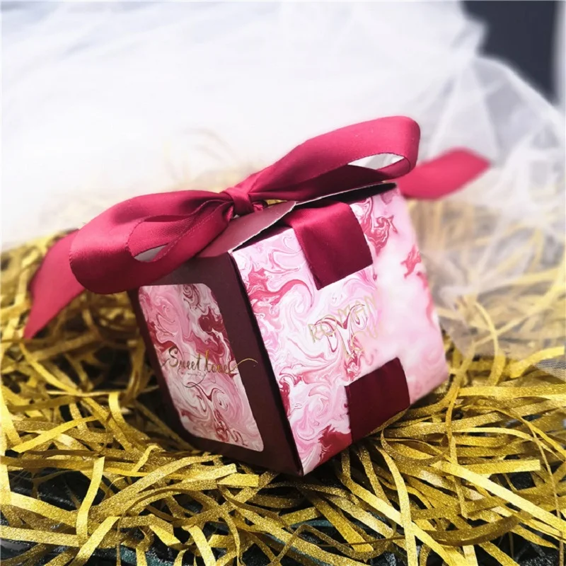 

Gift Box Package Chocolate Candy Boxes Wedding Favors Boxes Ribbons Square Wedding Party Supplies Sweet Gift Boxes