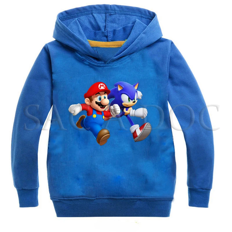 Hoodies 12 Новое поступление, детские осенние толстовки с капюшоном с принтом Соника и Марио толстовки для маленьких мальчиков и девочек детская верхняя одежда, топы с длинными рукавами - Цвет: Hoodies 12