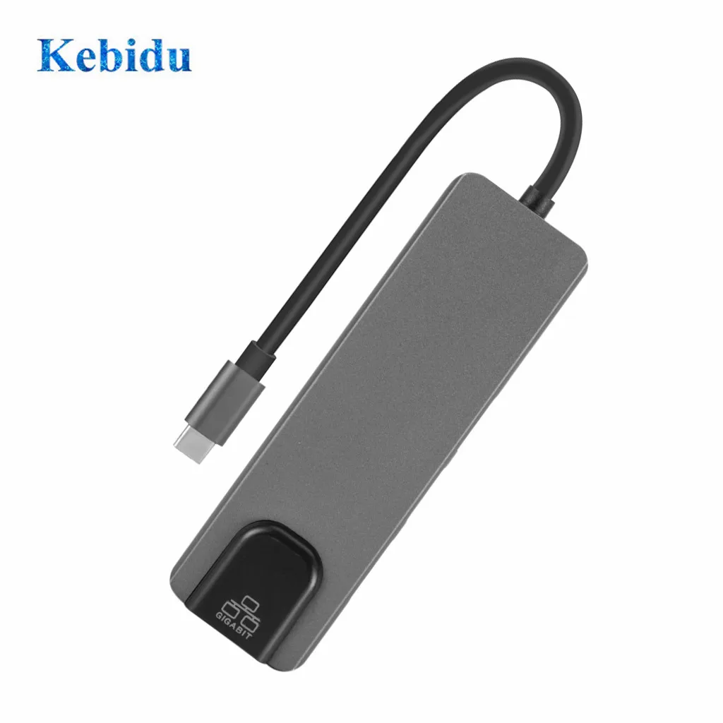 KEBIDU 5 в 1 концентратор USB Type C 4K Gigabit Ethernet Rj45 Lan адаптер для Mac book Pro Thunderbolt 3 зарядное