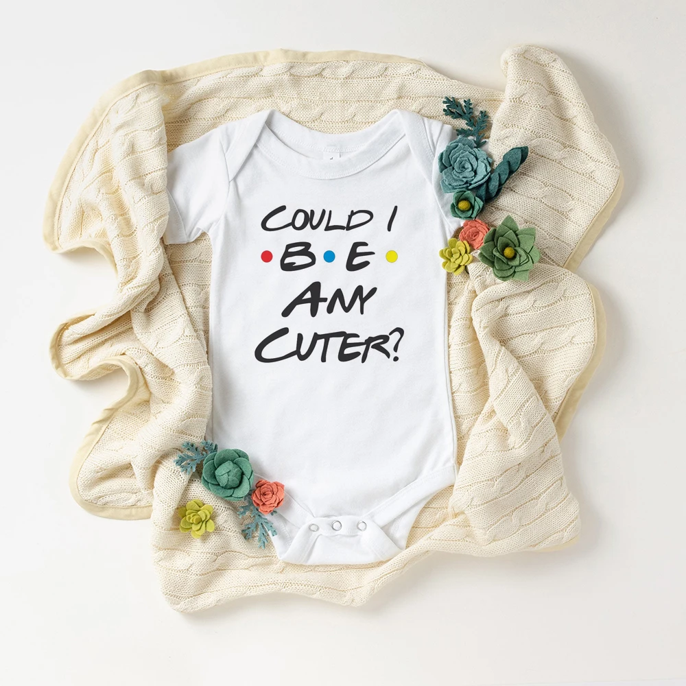 Body de manga corta para beb&eacute;, Ropa divertida con tem&aacute;tica de amigos, Blanco, Negro, Rosa o gris, de verano-4