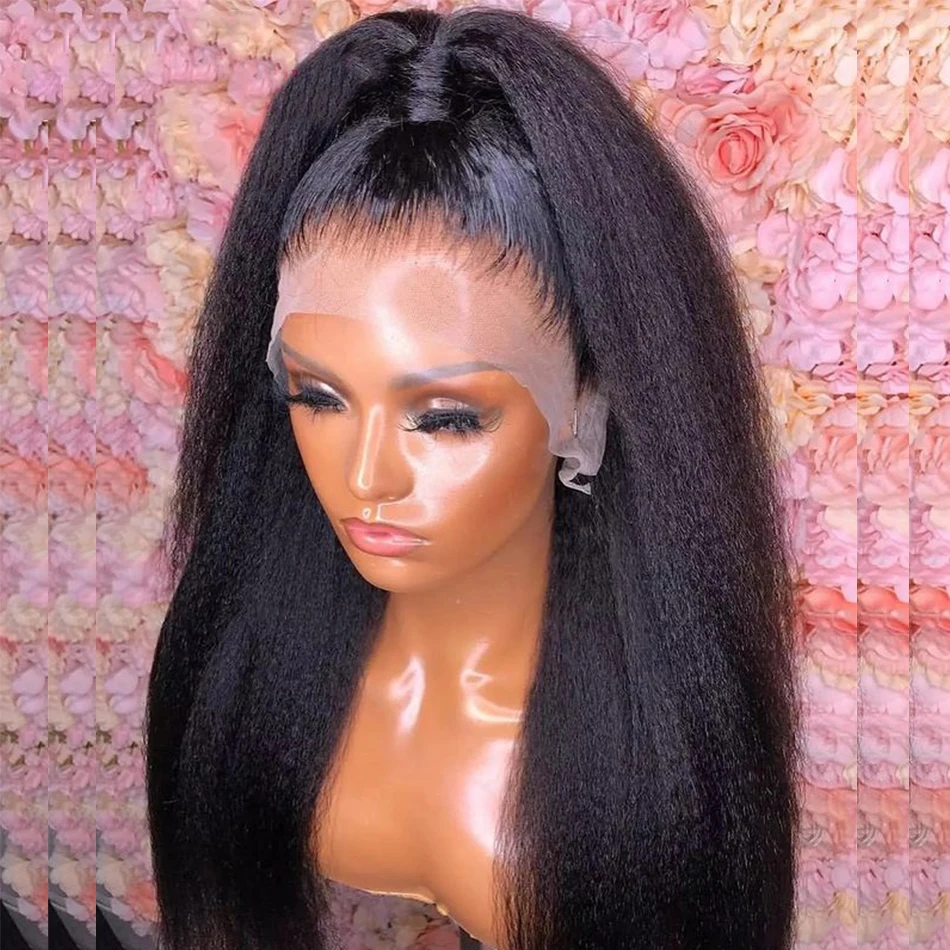 

20 22 24 Inches Soft Preplucked Remy Yaki Straight 13x4 T Part Lace Front Human Hair Wig For Women With Baby hair Bleached Knots