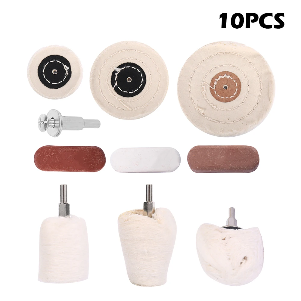 

10 Pcs/set Buffing Pad Polishing Wheel with 3Pcs Rouge Compound Polishing Buffing Pad for Car Aluminum Stainless Steel Polishing
