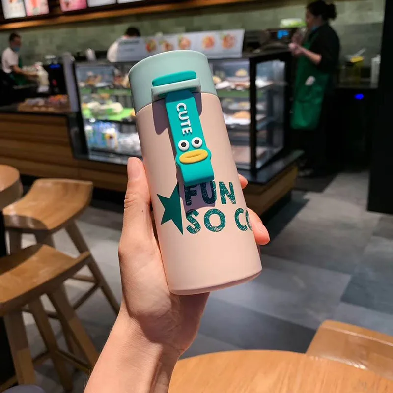 

180ml Stainless steel vacuum flask Super cute cartoon Mug mini small portable girl super student simple sausage mouth children
