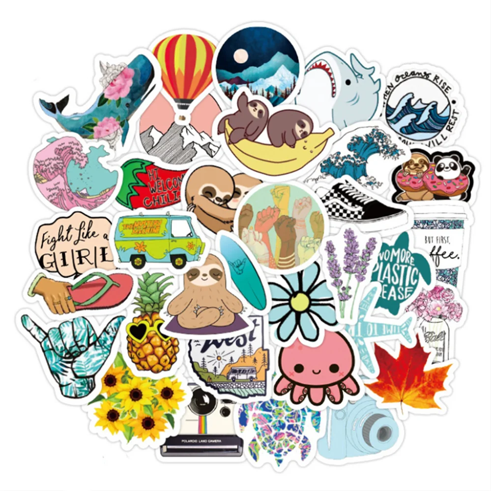 

10/30/50PCS Small Fresh And Cute Guitar Notebook Water Cup Mobile Phone Animal Cartoon Hand Account Decoration Sticker Wholesale