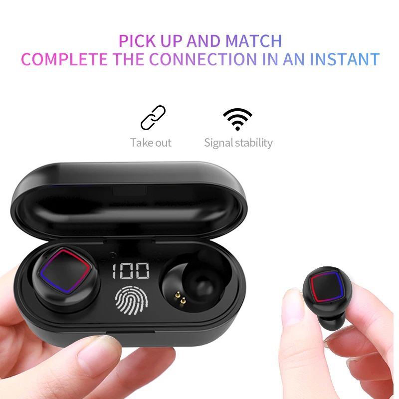 Новый светодиодный TWS Bluetooth наушники отпечатков пальцев сенсорный HD стерео