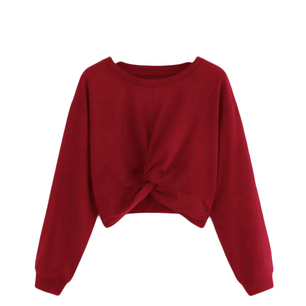 Повседневные короткие пуловеры женские толстовки с высокой талией Топы осенние