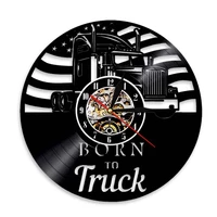 born to truck trucker quotes wall art hanging lamp watch man cave bar sign vinyl record wall clock truck driver gift home decor