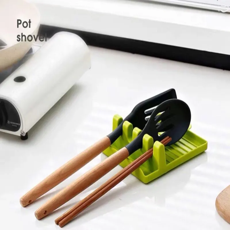 

Kitchen Spoon Holders Fork Spatula Rack Shelf Organizer Plastic Spoon Rest Chopsticks Holder Non-slip Spoons Pad Kitchen Utensil