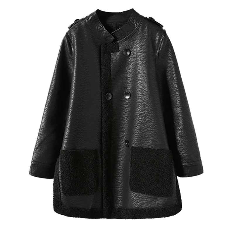 

Lamb fur fur all-in-one leather jacket women autumn winter 2020 New two sides wear Fashion loose Coat tide leather Parka M185