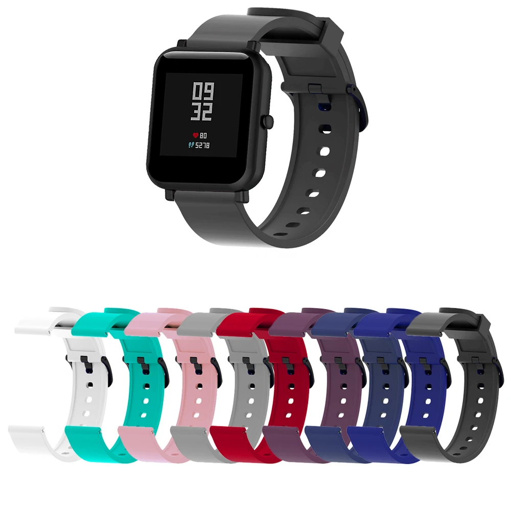 Мягкий силиконовый спортивный ремешок 4 в 1 для смарт часов Xiaomi Huami Amazfit Bip цветной