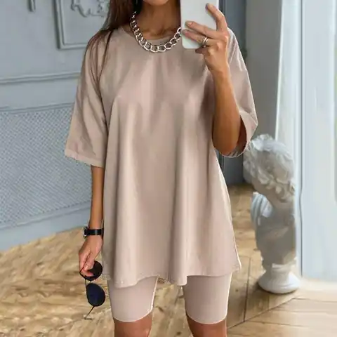 Women Half Sleeve T-shirt Top Shorts Belt Homewear Two Pieces Suit Leisure Set Bodycon Shorts Bottom Suit Two Piece Sets Outfit