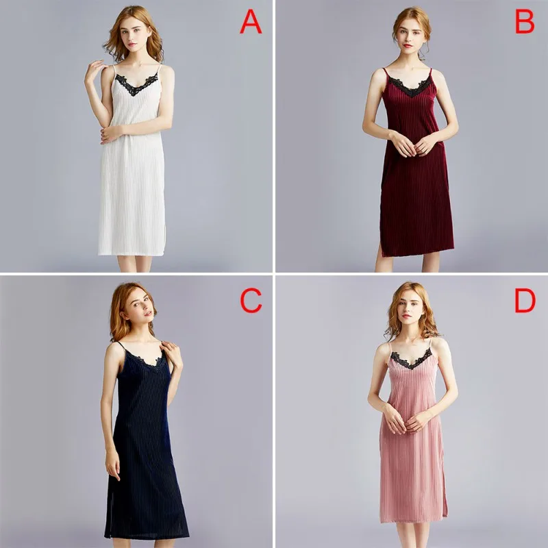 

Sexy Lace Home Sleepwear Gown For Ladies V-Neck Long Suspender Nightdress Pajama Women's Long Dress Pyjamas