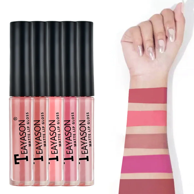 5 шт./компл. водостойкой помады глянцевые коробки Сексуальная стойкая матовая