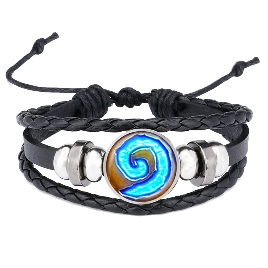 WOW Орда браслеты символ Орды игра фильм кожаный браслет стекло кабошон ручной
