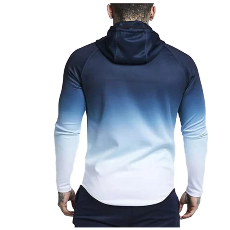 

Outdoor sports men's hooded jacket, cycling breathable zipper jacket, spring and autumn style gradient color slim jacket