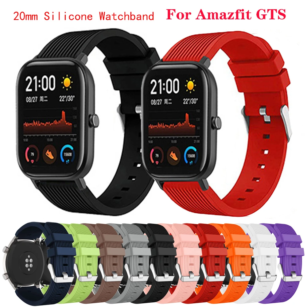 

20mm Watchband Strap for Xiaomi Huami Amazfit GTS Soft Silicone Smart Wrist Band for Amazfit GTR 42mm Bracelet Sport Replacement