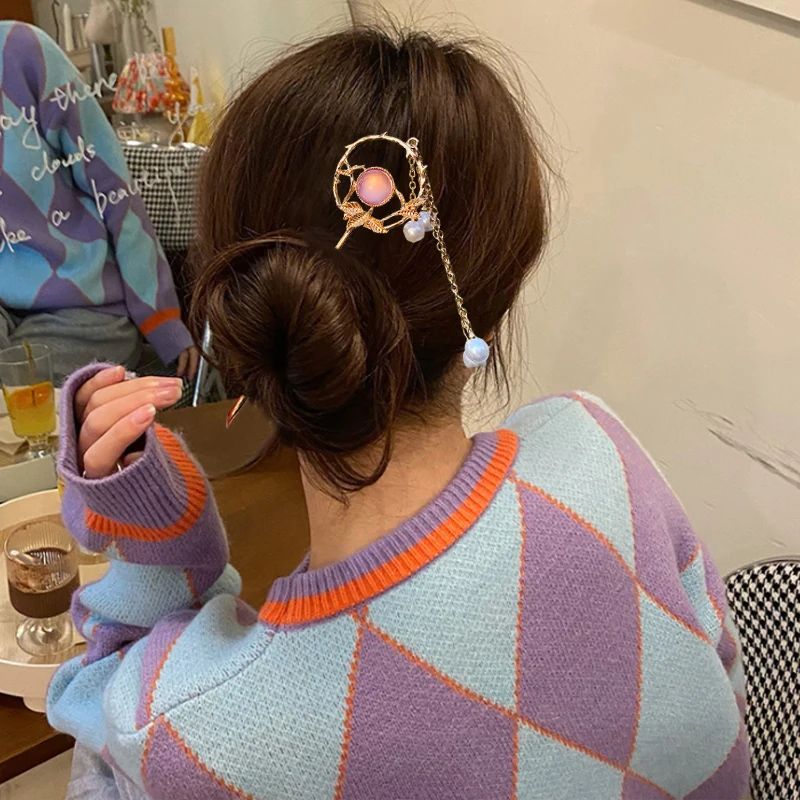 

Retro Chinese Style Simulated Pearls Tassel Hair Stick Girls Hair Fork Hair Chopsticks Hairpin Jewelry Woman Hair Accesoires