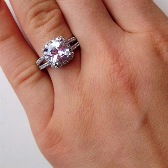 925 пробы Серебряное кольцо ручной работы с подушками 3ct AAAAA Sona cz обручальное кольцо кольца для женщин Свадебные вечерние ювелирные изделия