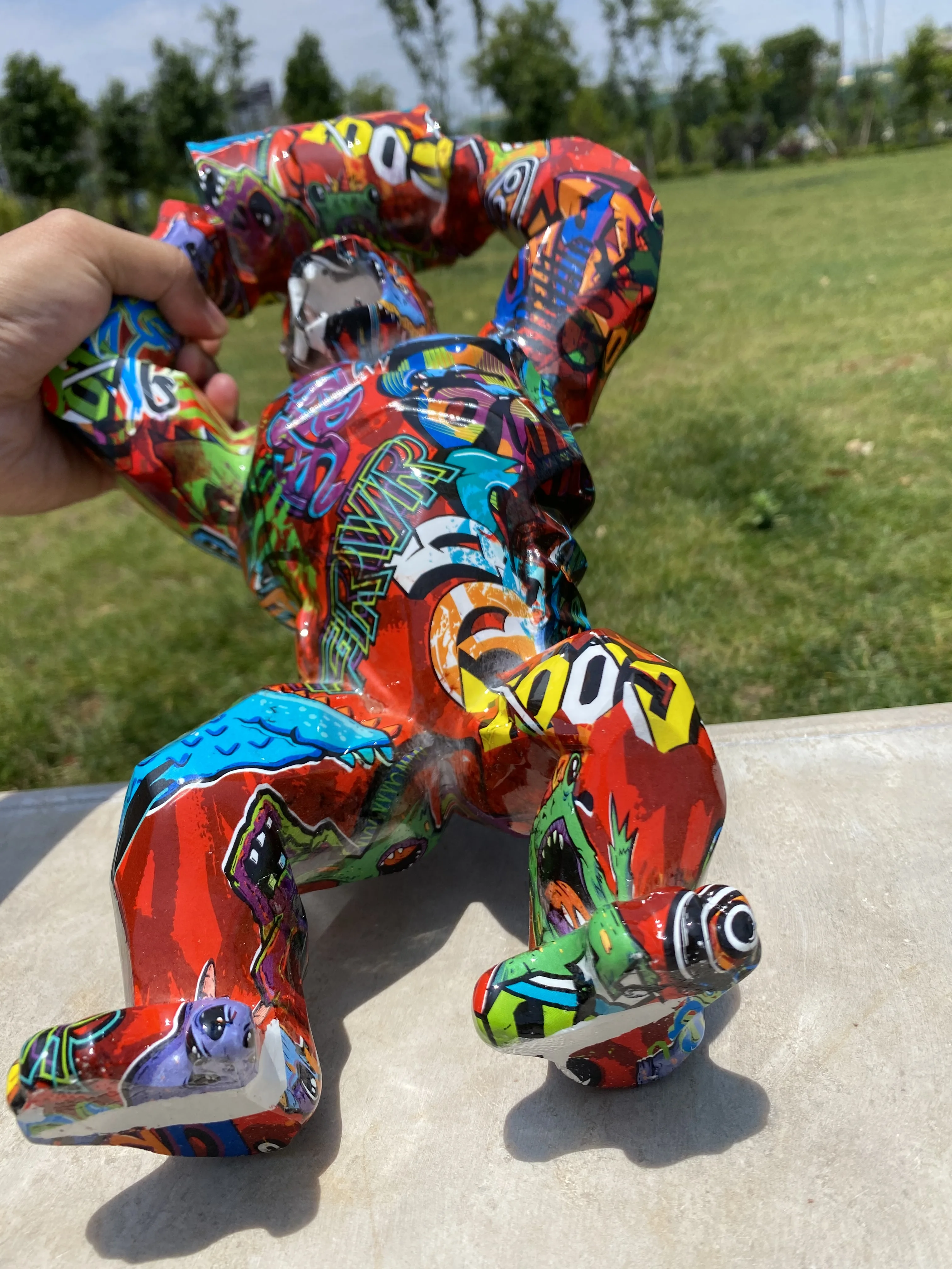 Estatua de escultura de King Kong Gorilla Monkey, arte de Graffiti grande, 40CM, reci&eacute;n llegado-5