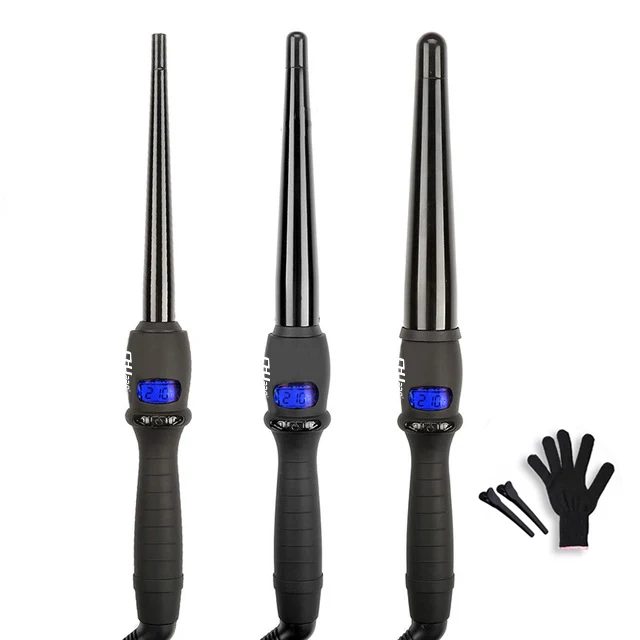 

Hair Curling Iron Professional Dual Voltage Tourmaline Ceramic Hair Curler with LCD Digital Display