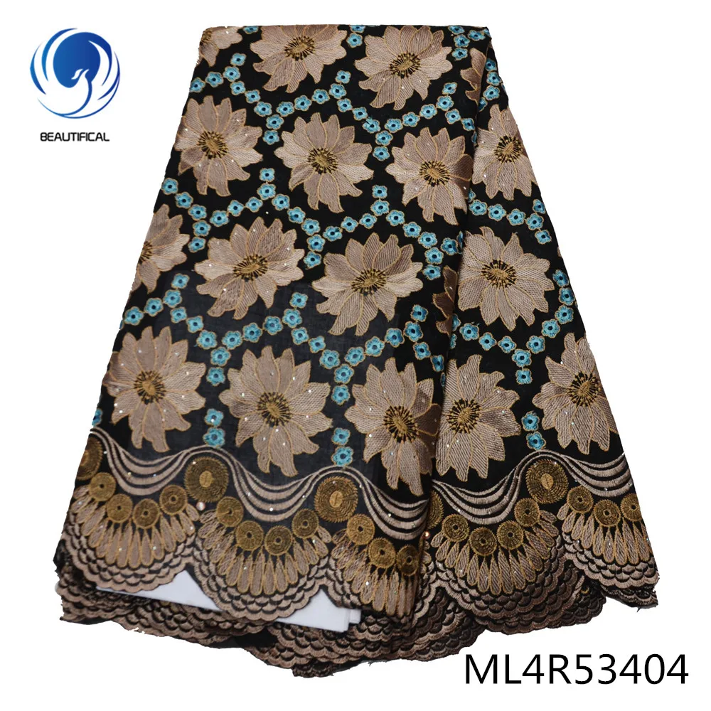 

Красивая кружевная ткань из хлопка, 5 ярдов, Новое поступление, швейцарское кружево с вышивкой, 2020 ML4R534