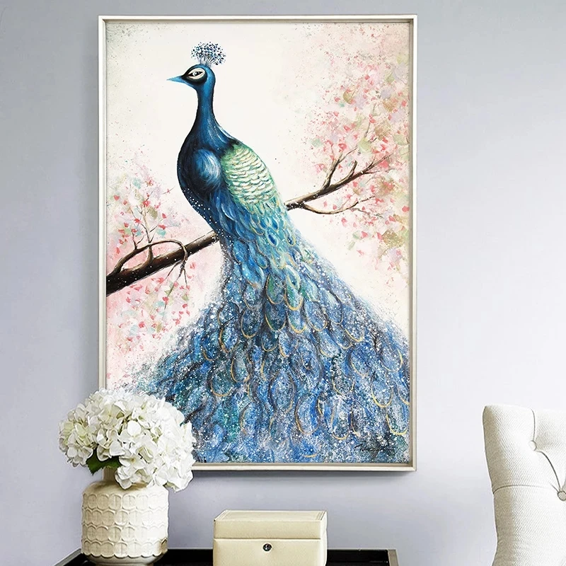 

Abstract 100% Hand Painted Oil Paintings On Canvas Handmade Peacock Artwork Large Size Modern Animal Wall Art Home Decor