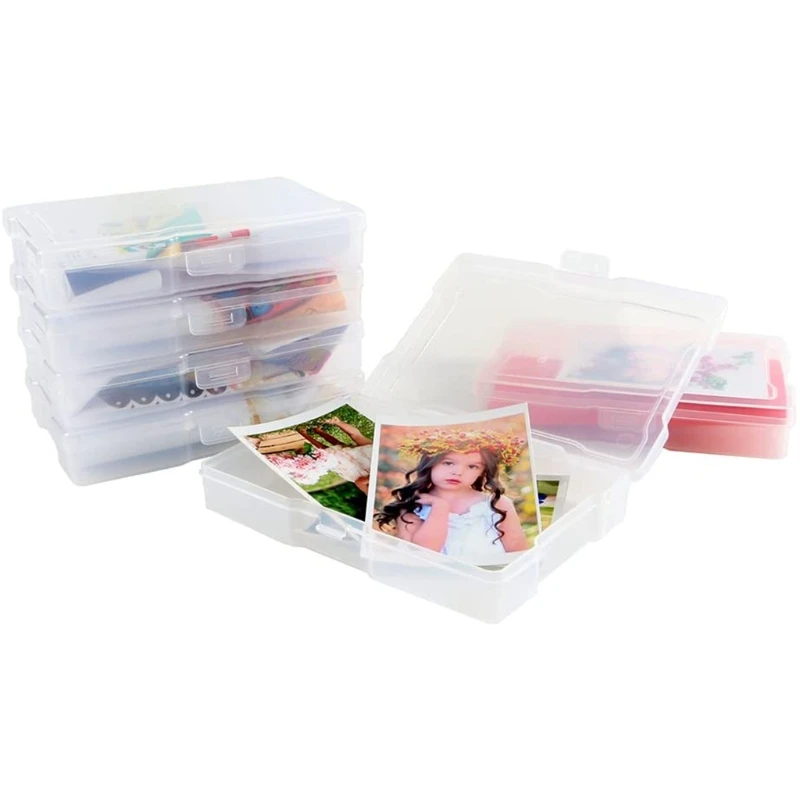 

B2EF Girl's favorite Gift ! Transparent Photo Storage Picture Photo Keeper Jewelry Storage Containers Box 16 Pack with Handle