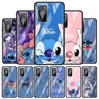 stitch cute disney cartoon for huawei p40 p30 pro plus p20 p10 lite p smart z 2021 2020 2019 luxury tempered glass phone case