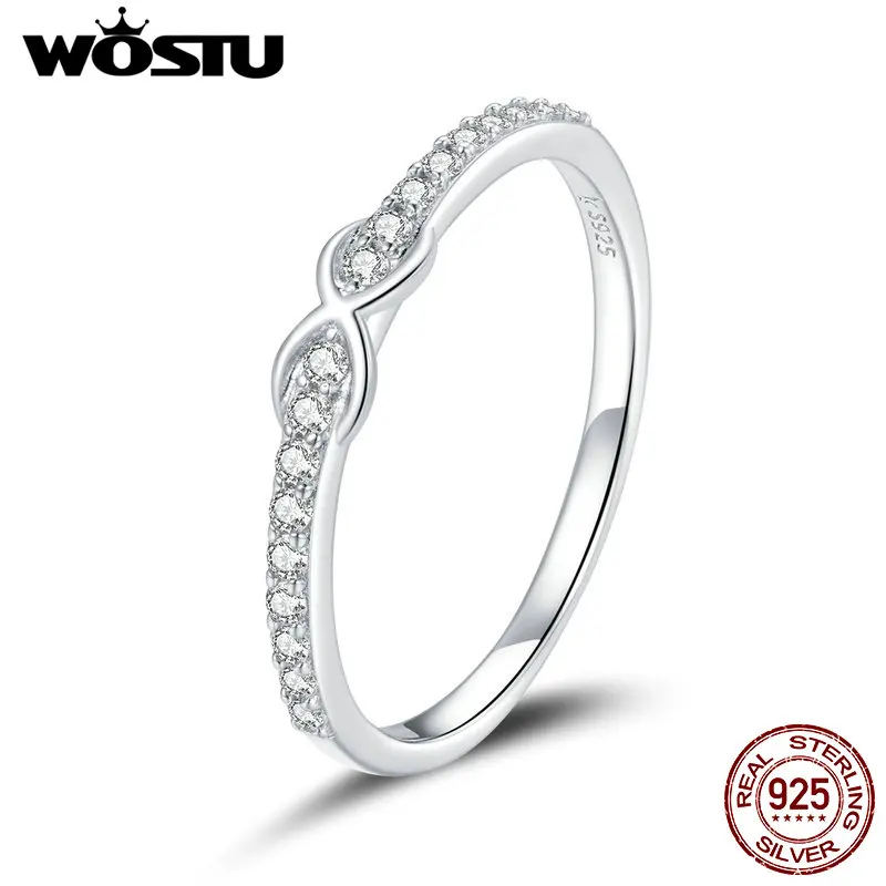 WOSTU Новая мода 925 стерлингового серебра со знаком бесконечности любовь кольцо