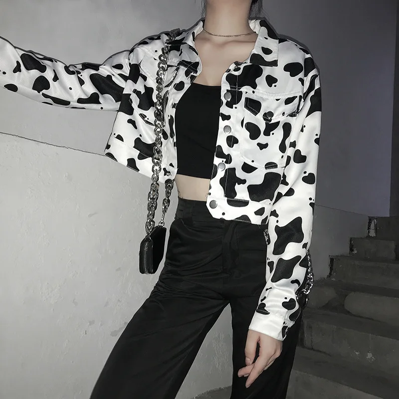 Женская укороченная куртка короткая уличная с цветным блочным принтом каваи